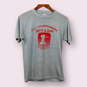 Vintage 80s Single Stitch Miller T-Shirt Championships Sports-A-Rama Sac State